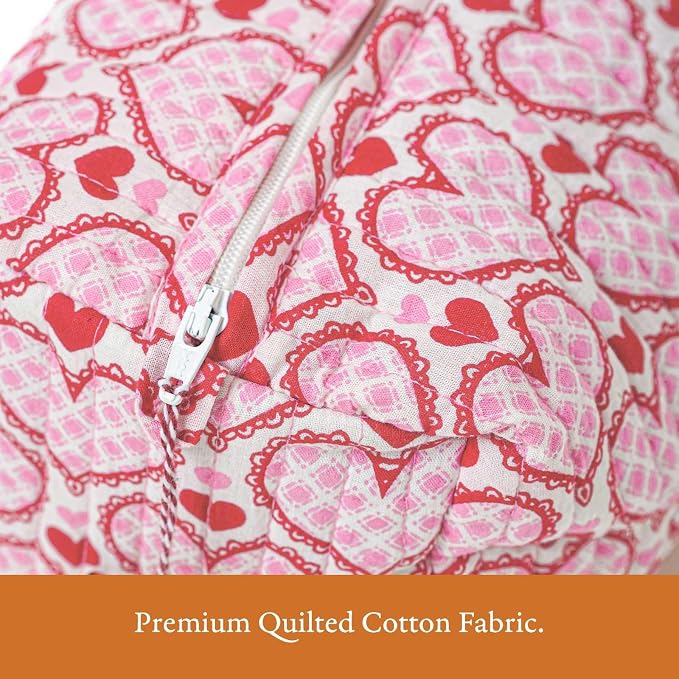 Saffron Marigold Quilted Makeup Bag Set of 3, Hand Block Printed Cotton Cosmetic Bags for Women, Waterproof Lined Travel Toiletry Bag, Coquette Aesthetic, Handmade Gift, Love Blooms