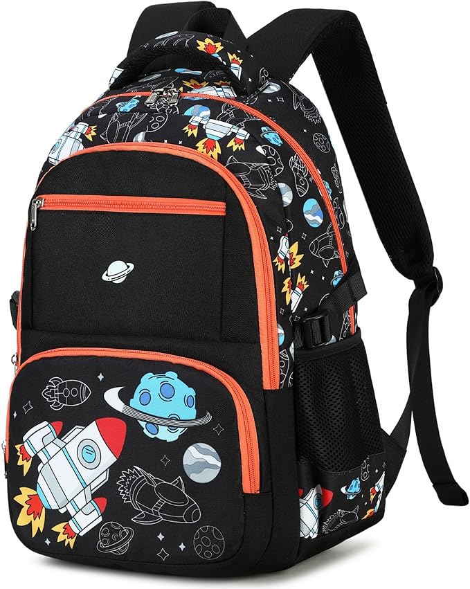 Bluboon Kids Backpack Boys Camo Bookbag Teens Elementary School Bag Daypack Travel Back Pack Middle school (Rocket Blue Planet)