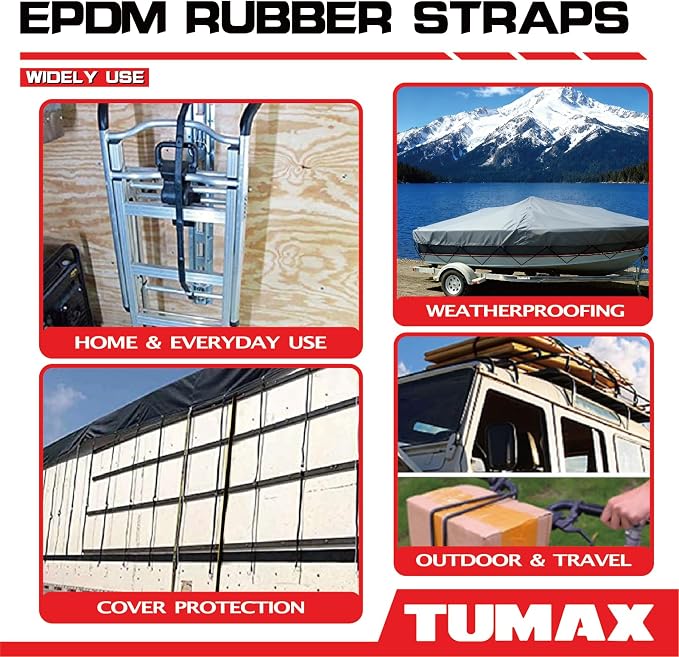 30PCS Rubber Tarp Straps Assorted Sizes with 150% Max Stretch, 100% EPDM Bungee Cords with Hooks, Ideal for Securing Tarps, Cargo, Canvases, 15", 21", 31"