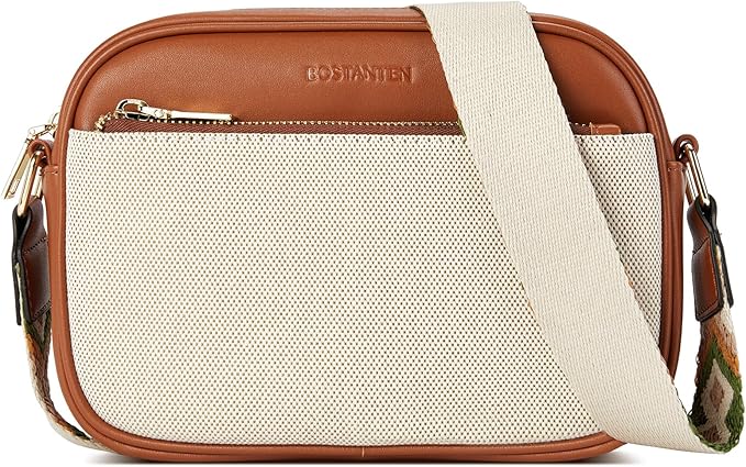 BOSTANTEN Quilted Crossbody Bags for Women Vegan Leather Purses Shoulder Handbags with Wide Strap