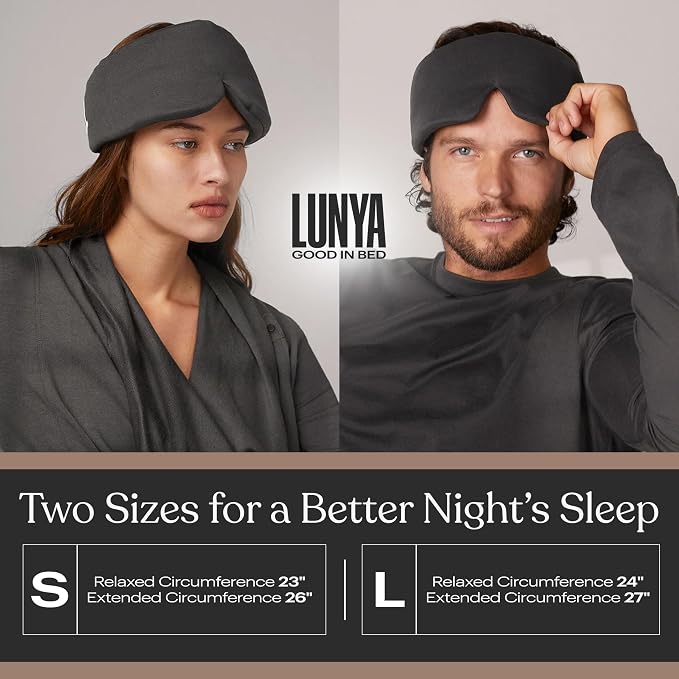 Lunya Women's Washable Silk Sleep Mask LUSK7000, Meditative Grey, L | Washable Silk