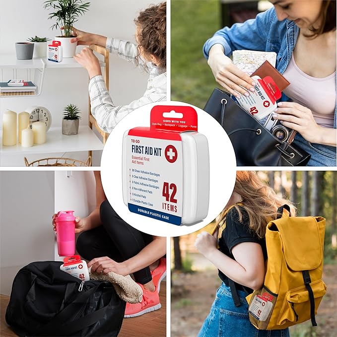 DecorRack 4 Pack Mini First Aid Kits, Small Travel Size Kit, First Aid Patch with 168 Items, Durable Plastic Box Perfect for Car, Home, Boat, or Camping, (168 Pieces, 4 Pack)