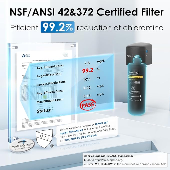 Waterdrop RF10-CM Water Filter Replacement for Waterdrop 10UB-CM/10UA/10UB Under Sink Water Filter, Reduces 99% Chloramine, Chlorine, Bad Taste & Odor, NSF/ANSI 42 Certified