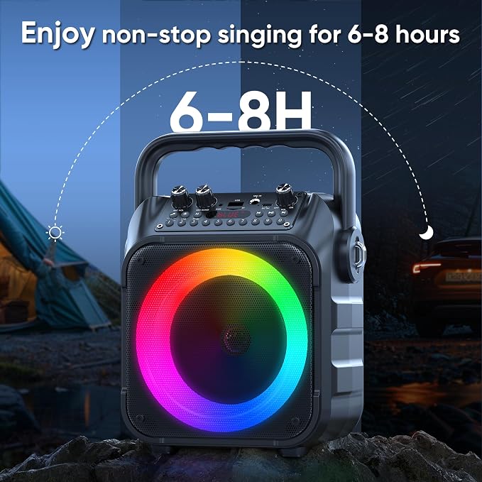 Karaoke Machine, Portable Bluetooth Speaker with 3 Wireless Microphones for Adults & Kids with Lights, Karaoke Microphone with PA System Supports USB/TF/FM/AUX for Home Party Home System Packages