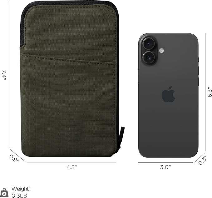 ALPAKA Zip Travel Wallet Green Axoflux 210D - RFID Passport Holder - Self Locking Zipper - Tear Resistant Material - Four Pockets and Two Card Slots - HUB Accessories Compatible