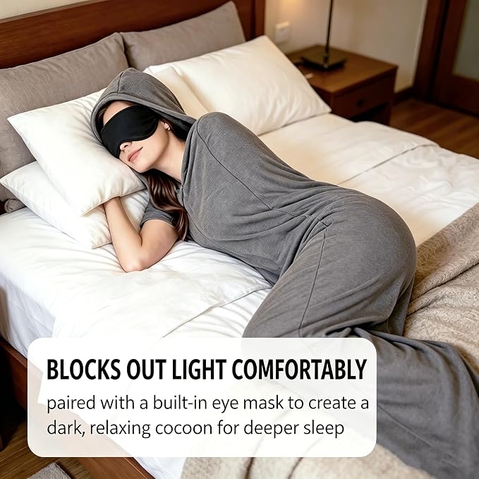 Sleep Pod for Deeper Sleep - Wearable Blanket Hoodie with Eye Mask, Improved Hug Sleeping Pod with Soft Breathable Fabric, Portable Compression Sleeping Bag for Camping, Travel & Home Lounging