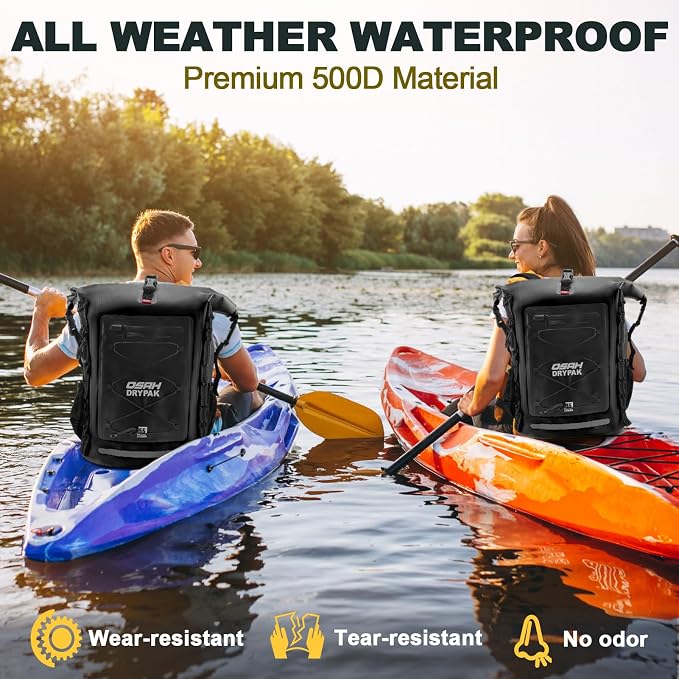 OSAH DRYPAK Waterproof Backpack Dry Bag 35L/55L/85L – Heavy Duty Roll-Top Hiking Backpack for Travel, Kayaking, Boating, Camping, Rafting and Fishing