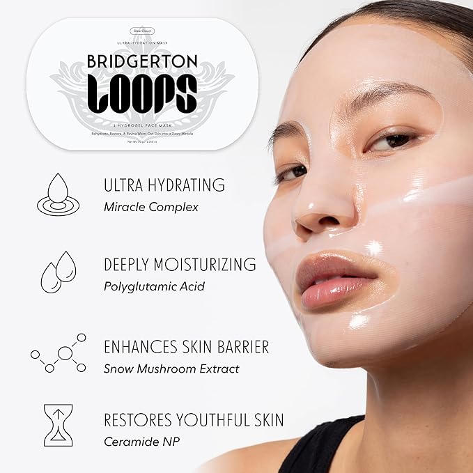 LOOPS Beauty Bridgerton™ NETFLIX Royal Treatment Set -The Best Hydrogel Korean Face Masks for Every Skin Moment Face Mask - 2 Hydrating Masks - Dew Cloud and Double Take - All Skin Types, 2pc