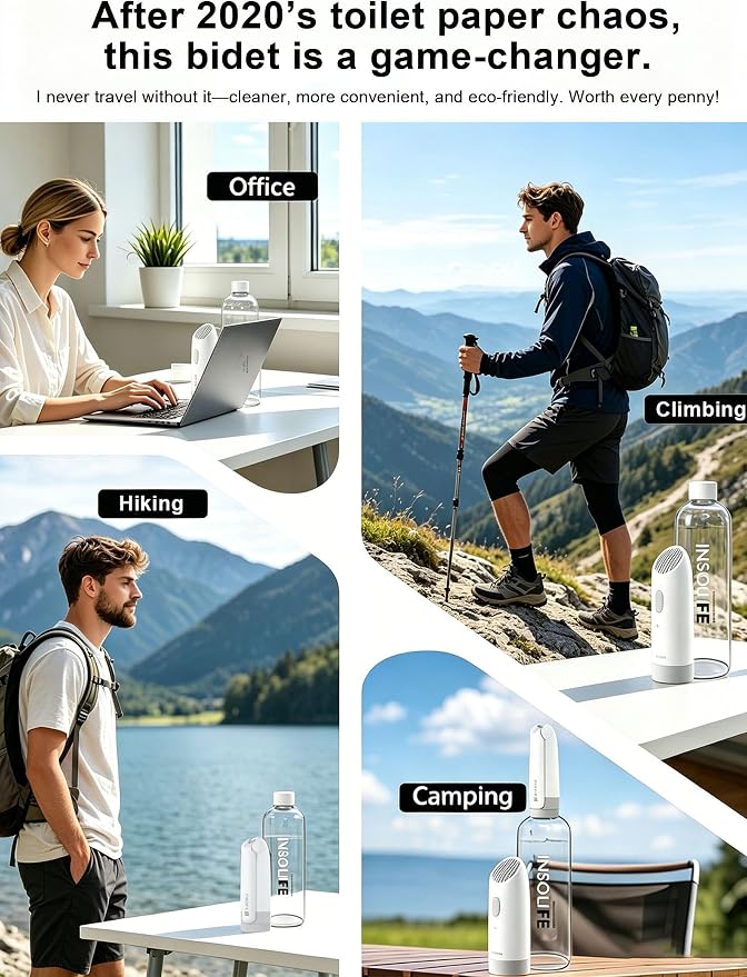 Portable Bidet | High Pressure Travel Bidets with Adapter | Rechargeable Portable Electric Bidets for Men & Women Cleaning | Portable Bidet for Travel