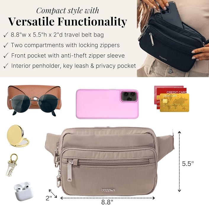 Baggallini Securtex Anti-Theft Belt Bag