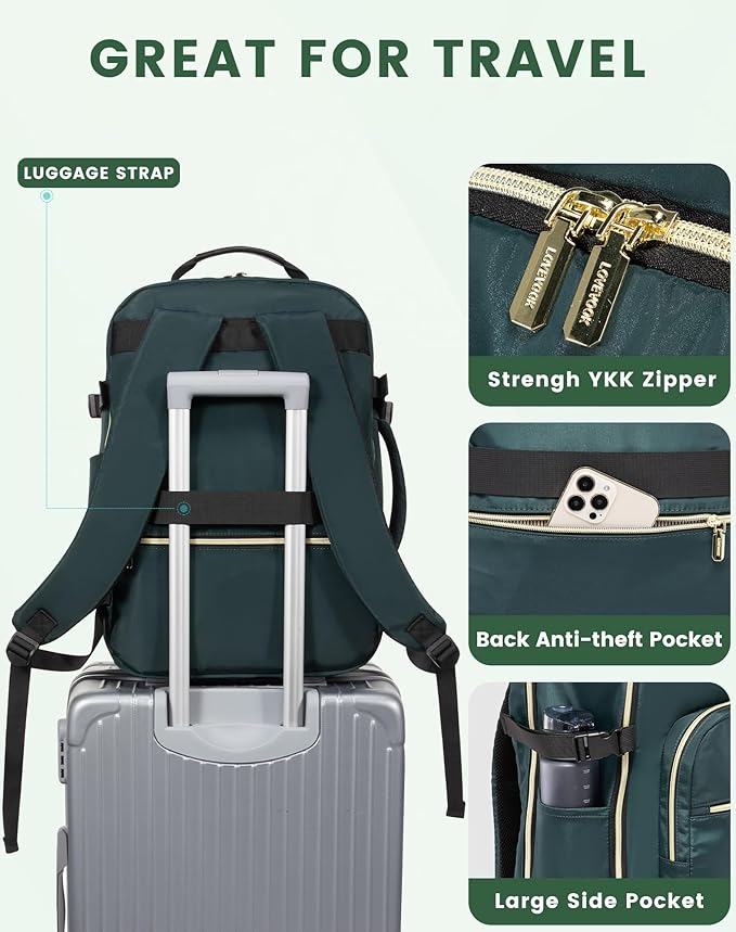 LOVEVOOK 50L Travel Backpack Flight Approved Carry on Backpack,3 Packing Cubes,Waterproof Personal Item Travel Bag,TSA Carry on Luggage Suitcase Travel Essentials,Gifts for Women & Men,fits 18" Laptop