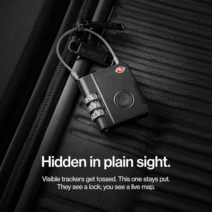 KeySmart SmartLock Tracking Luggage Locks, TSA Locks for Luggage, GPS Tracker, Combination Lock Compatible with Apple Find My App, Best Travel Essentials, Replaceable Non-Rechargeable Battery (1 Pack)