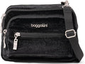 Baggallini Triple Zip Small Crossbody Bag for Women - Lightweight Convertible Fanny Pack Belt Bag
