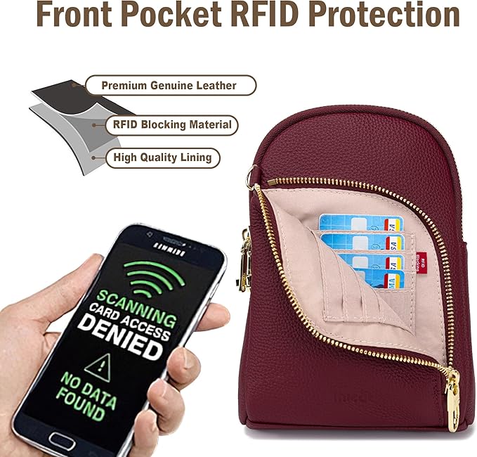 INICAT RFID Blocking Sling Bag, Anti Theft Crossbody Bag for Women Compact Travel Purses Vegan Leather