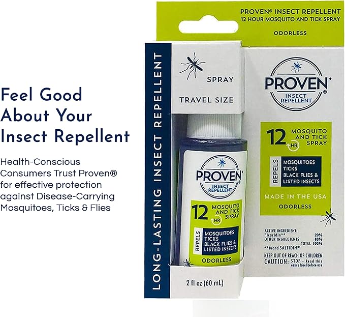 Proven Insect Repellent Spray, Keep Mosquitoes, Ticks and Flies Off, DEET Alternative Repellent, Up to 14-Hour Protection, Great for Camping or Hiking, 2 Ounce, Odorless Spray