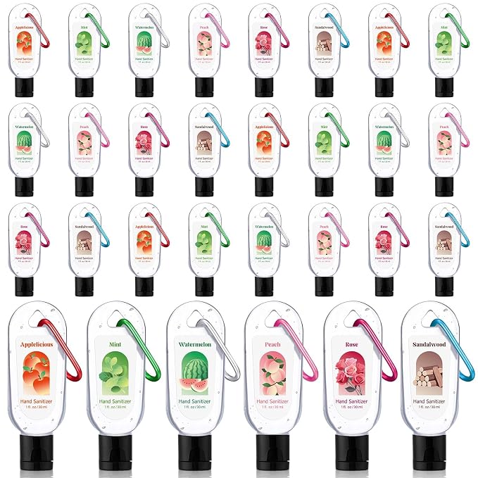 24 Pack Scented Hand Sanitizers Keychain Gift Bulk Travel Watermelon Hand Sanitizer Gel Appreciation Gifts for Coworker Nurse Teacher Women Birthday Gender Reveal Party Supplies Back to School