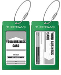 Luggage Tags Business Card Holder by TUFFTAAG - Durable Travel ID Bag Tag, Emerald, 2 Tags
