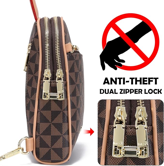 INICAT RFID Blocking Sling Bag, Anti Theft Crossbody Bag for Women Compact Travel Purses Vegan Leather