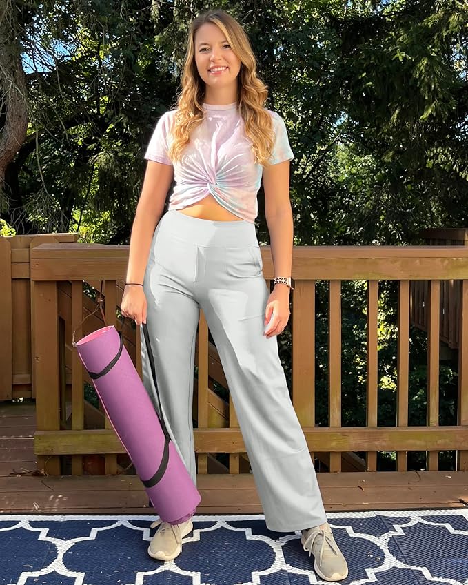 G4Free EverGoing Yoga Pants Women Wide Leg Pants with Pockets High Waist Stretch Dress Casual Sweatpants Petite/Regular/Tall