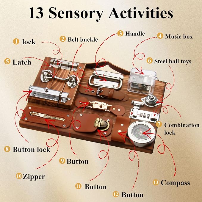 Dementia Activities for Seniors,Fidget Busy Board for Adults with Dementia,Engaging Alzheimers Activities & Tactile Stimulation,Thoughtful Gift for People with Alzheimer's (Compass Version)