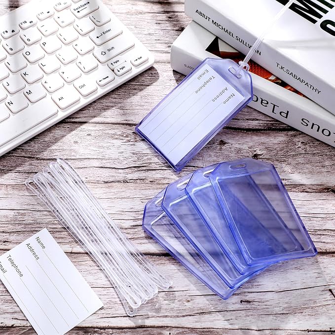 120 Pack Clear Plastic Luggage Tags with Loops Heavy Duty PVC Tag Suitcases Identification ID Card with Business Card Insert