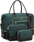 Weekender Bags for Women Travel, Under Seat Carry On Bags for Airplanes Overnight Bag with Shoe Compartment Luggage Sleeve, Foldie Travel Tote Bag Hospital Bag, Travel Gifts, DarkGreen Black