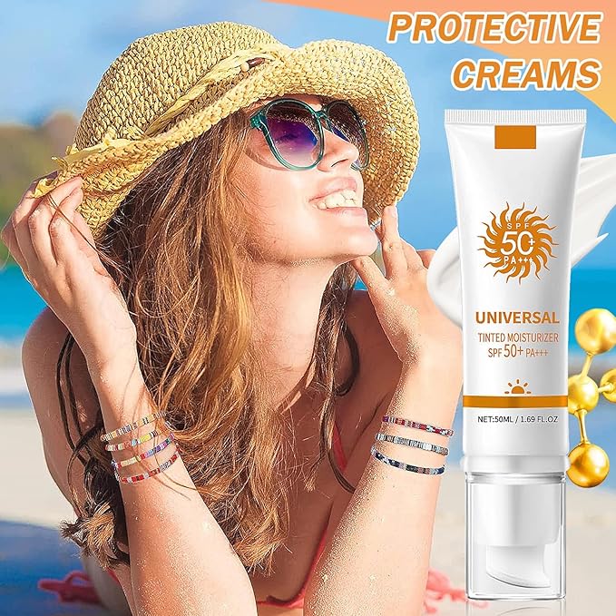 Tinted Sunscreen,Face Sunscreen Cream SPF 50+ PA+++,Moisturizing Sunscreen for Face,Long Lasting Refreshing Tinted Face Moisturizer Sunblock,Non-greasy Travel Size Facial Sunscreen Lotion