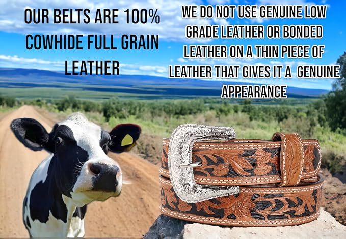 F&L CLASSIC mens Western full grain Leather belt Strap w/Snaps for Interchangeable Buckles, USA,