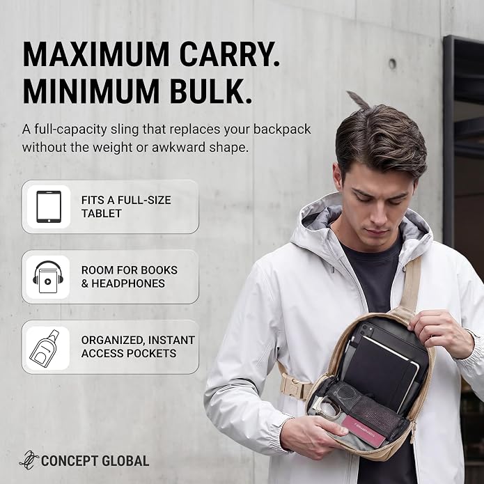 Travel Sling Bag for Men & Women - Small Water Resistant Crossbody Multipocket Chest Bag with Anti-Theft