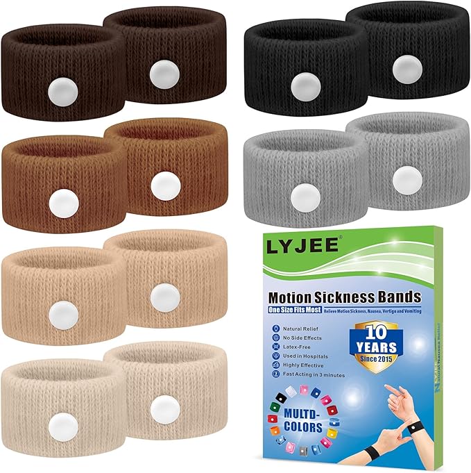 LYJEE Motion Sickness Bracelets for Adults and Kids: Motion Sickness Bands Nausea Relief for Pregnant Women - Natural Acupressure Anti Nausea Wristband Relief for Car Cruise Air Travel Sickness