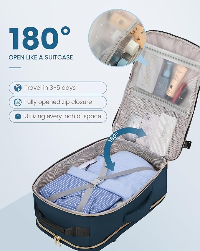 LOVEVOOK 40L Travel Backpack Flight Approved Carry on Backpack,3 Packing Cubes,Waterproof Personal Item Travel Bag,TSA Carry on Luggage Suitcase Travel Essentials,Gifts for Women & Men,fits 17" Laptop