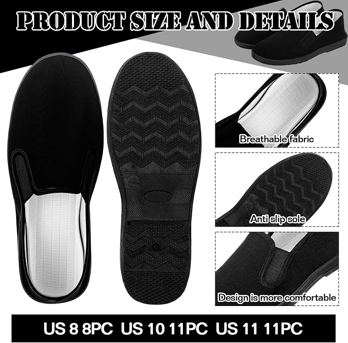 Chicingyou Homeless Care Package Supplies Tennis Shoes Bulk for Homeless Men Women Black Cloth Shoes Bulk Size S M L