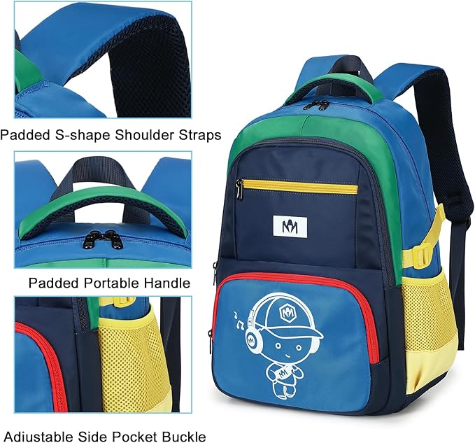 Bluboon Kids Backpack Boys Camo Bookbag Teens Elementary School Bag Daypack Travel Back Pack Middle school (Yellow green with blue background)