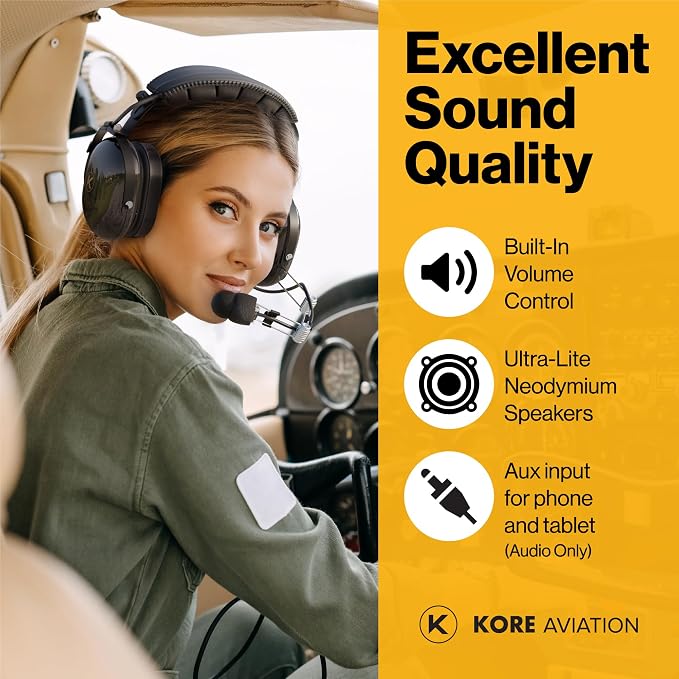 P1 General Aviation Headset with Pilot Headset Bag, and 100% Cotton Ear Cloth Cover