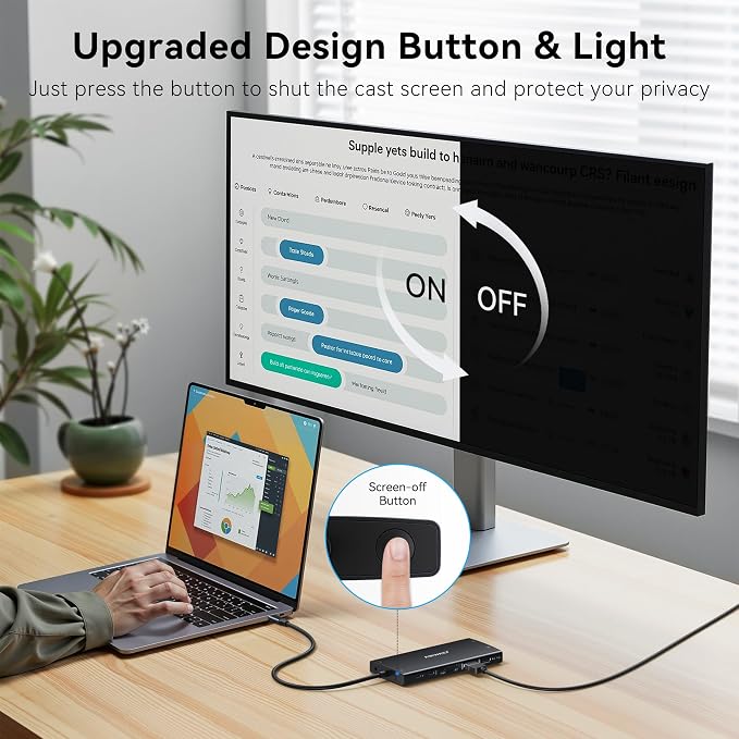 Laptop Docking Station Dual Monitor, 15 in 1 Docking Station 3 Monitors | ABIWAZY USB C Hub to Dual 4K@60Hz HDMI, DP 8K, 100W PD, USB-C to Ethernet and SD/Micro SD, 6 USB A/C Ports, Screen Button
