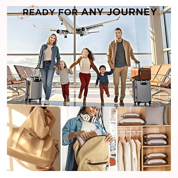 10 Set Compression Packing Cubes for Travel Essentials,Compressible Expandable Packing Cubes for Suitcase,OlarHike Luggage Garment Bags for Travel,Handy Helper for Organizing Clothes(Brown)