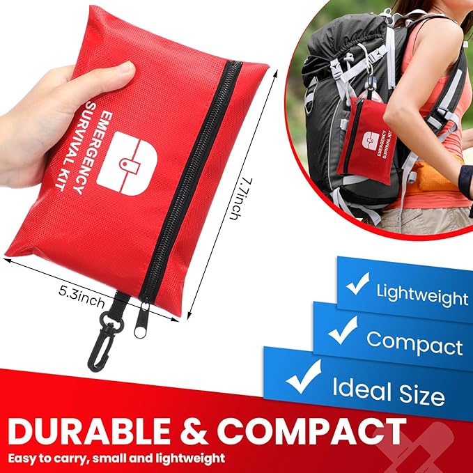 Geiserailie 20 Bags Small First Aid Kits Bulk Mini Travel Size Emergency Individual Zipper Pouch Self Care Package Supplies for Homeless Travel Hiking Sports Outdoor College Dorm Essentials, 1740 Pcs