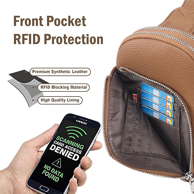INICAT RFID Blocking Sling Bag, Anti Theft Crossbody Bag for Women Compact Travel Purses Vegan Leather