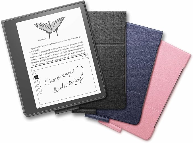 Amazon Kindle Scribe Fabric Folio Cover with Magnetic Attach, Sleek Protective Case - Black