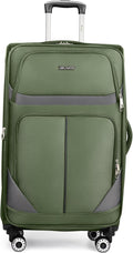 32'' Large Softside Suitcase,Expandable 15% Luggage,with Double Spinner Wheels and LOCK,Lightweight Travel Suitcase for Men/Women（Green-Grey,32in）