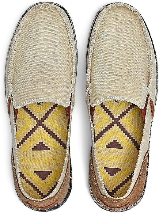 CASMAG Men's Casual Cloth Shoes Canvas Slip on Loafers Leisure Vintage Flat Boat Shoes