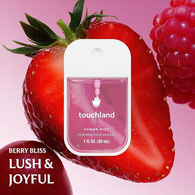 Touchland Hydrating Hand Sanitizer Spray – Top 5 Set (Applelicious, Blue Sandalwood, Pure Lavender, Berry Bliss, Citrus Grove) – 5 x 1 FL OZ Travel Size Mists
