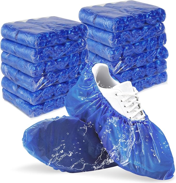 1200 Pack(600 Pairs) Disposable Shoe Covers Non Slip Waterproof Durable Shoe Booties Covers Recyclable Shoe Protector Covers for Indoor Floor Carpet Workplace, One Size Fit Most