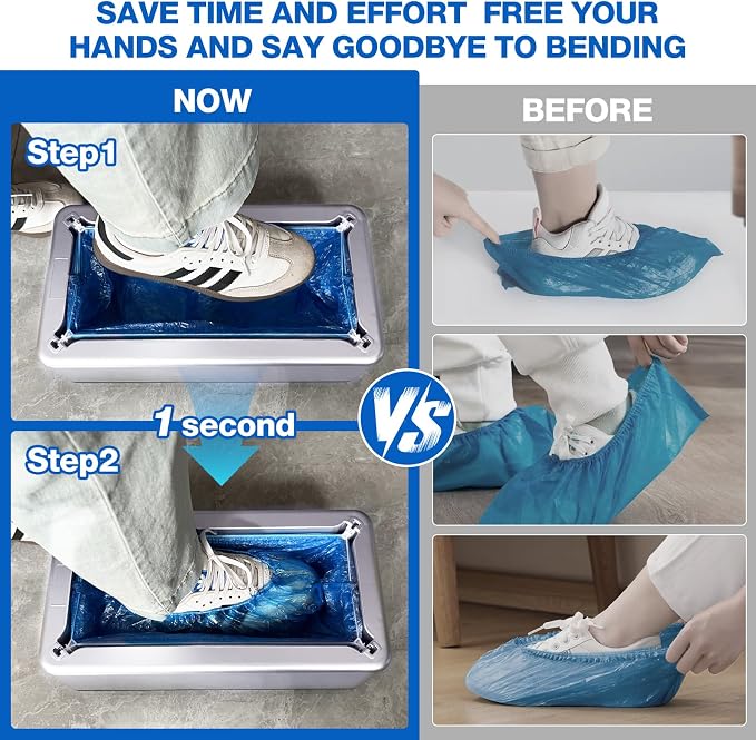 Shoe Cover Dispenser Containing 200pcs Shoe Covers Disposable Non Slip High Quality Automatic Shoe Cover Machine with Disposable Shoe Covers for Indoors for Most Occasion and Shoes Size