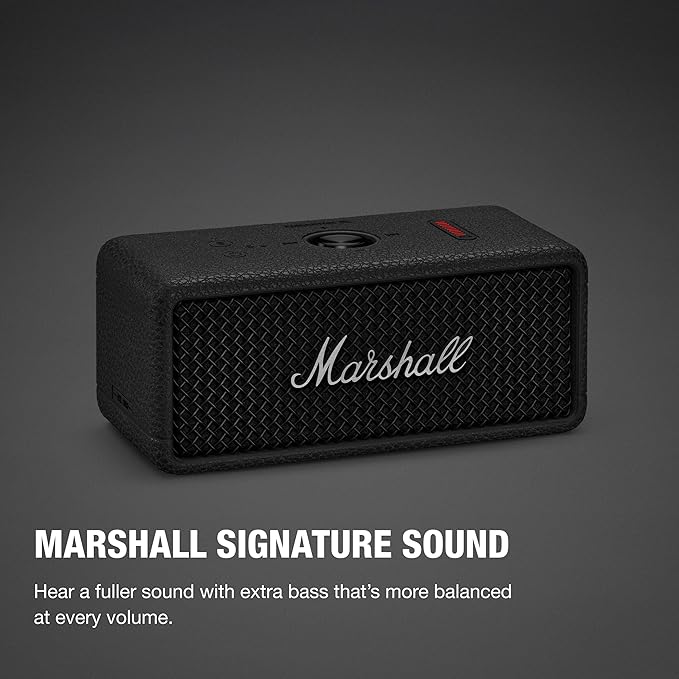 Marshall Emberton III Portable Bluetooth Speaker - Rugged Waterproof/Dust-Proof Design | Loud Stereo Sound, Deep Bass | Compact and Wireless for Travel and Outdoors - Black and Silver