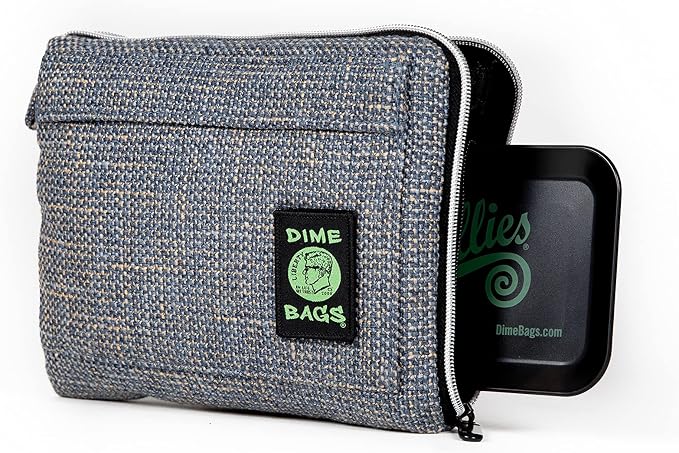 Dime Bags All-in-One Padded Pouch with Accessory Tray & Smell/Spill Proof Pocket, Protective Case for Glass Storage & Travel