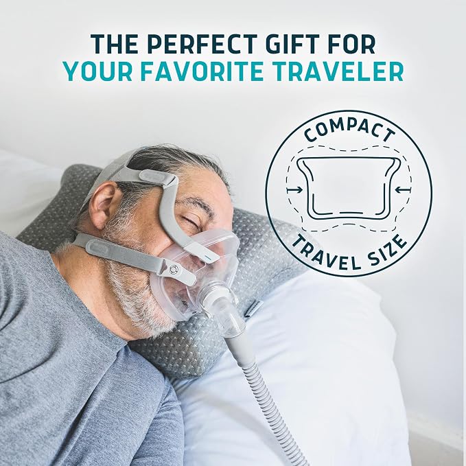 Lunderg Travel-Size CPAP Pillow for Side & Back Sleepers - Memory Foam with Adjustable Height & Travel Bag Included - Helps Reduce Mask Leaks & Pressure - Works with All CPAP Masks