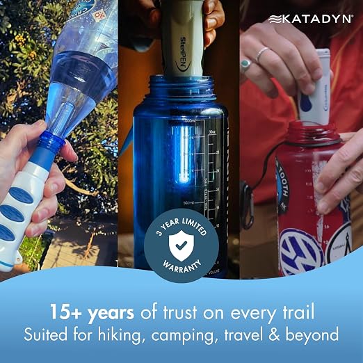 SteriPen Classic 3 UV Water Purifier for Camping, Hiking, Travel & Emergency Preparedness - AA Battery Powered, Purifies 1L in 90 Seconds, 8,000-Treatment Lamp