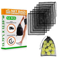12 PCs Mesh Laundry Bags – 13x15.5 Inch Black Washable Nylon Bags Set – Reusable Mesh Bag for Swimwear, Delicates, Sports Gear, Towels, Travel Use | Lightweight Storage Solution for Daily Needs