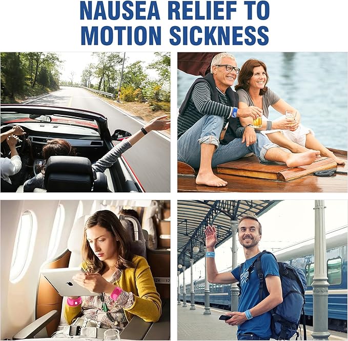 Hionfurt Motion Sickness Bands Anti Nausea Wristband for Adult and Kids Morning Sickness Relief for Pregnant Women Acupressure Nausea Relief for Car, Sea, Air Sickness - 1 Pair Pink
